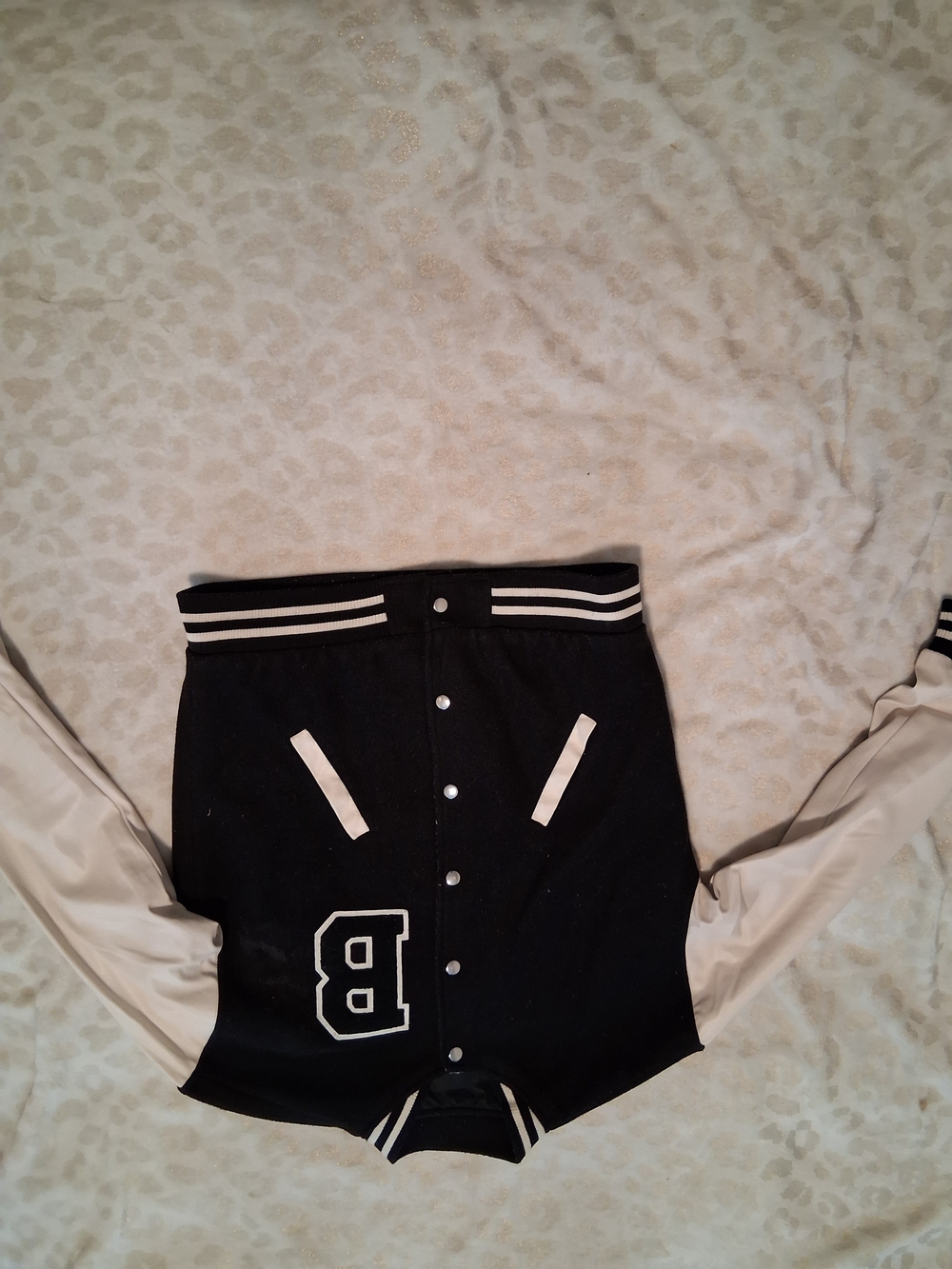 SHEIN Black and Cream Varsity Jacket with 'B' Patch